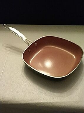 Copper-Tone Square Nonstick Fry Pan with Stainless Handle